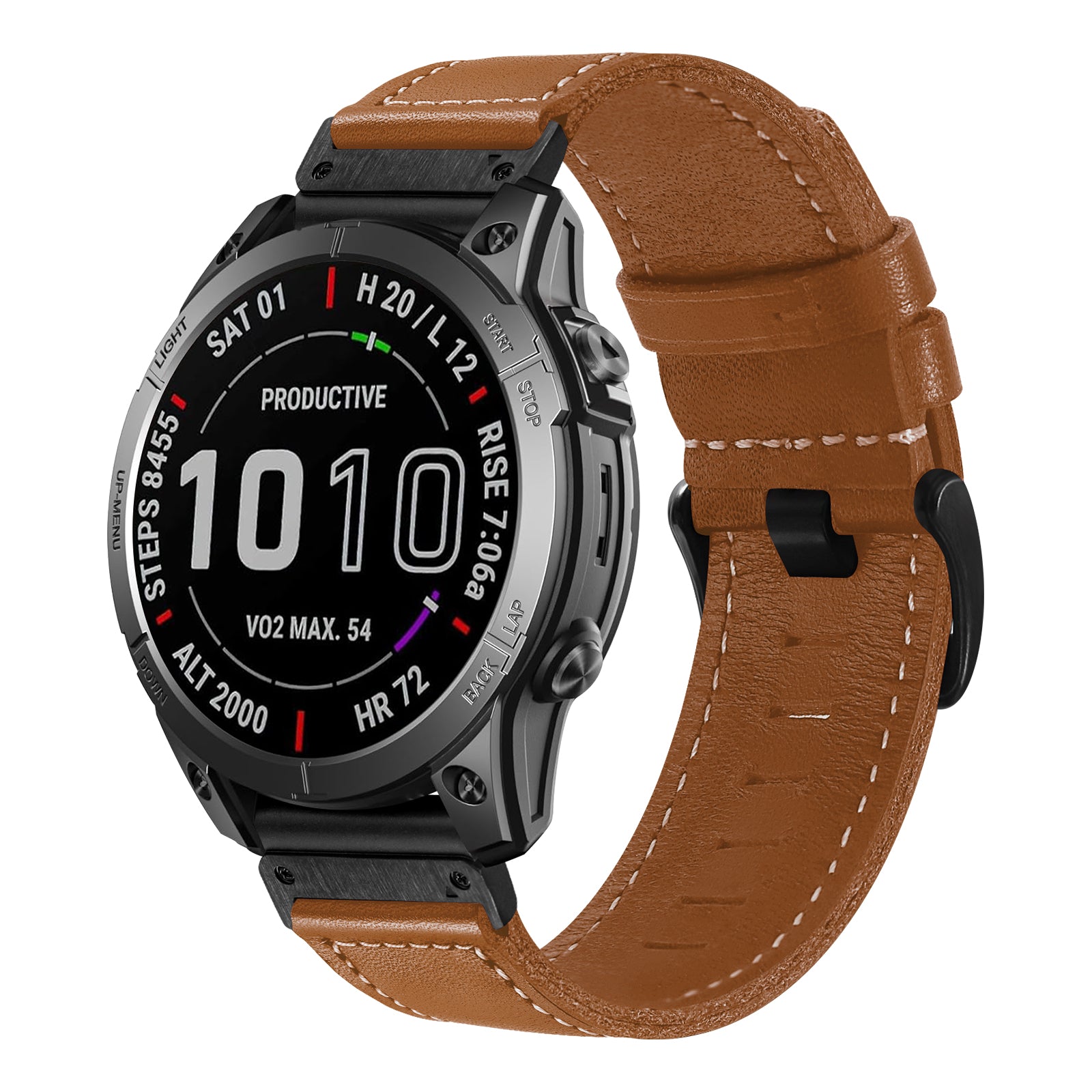 Garmin Forerunner 970 Premium Leather Strap (Brown)