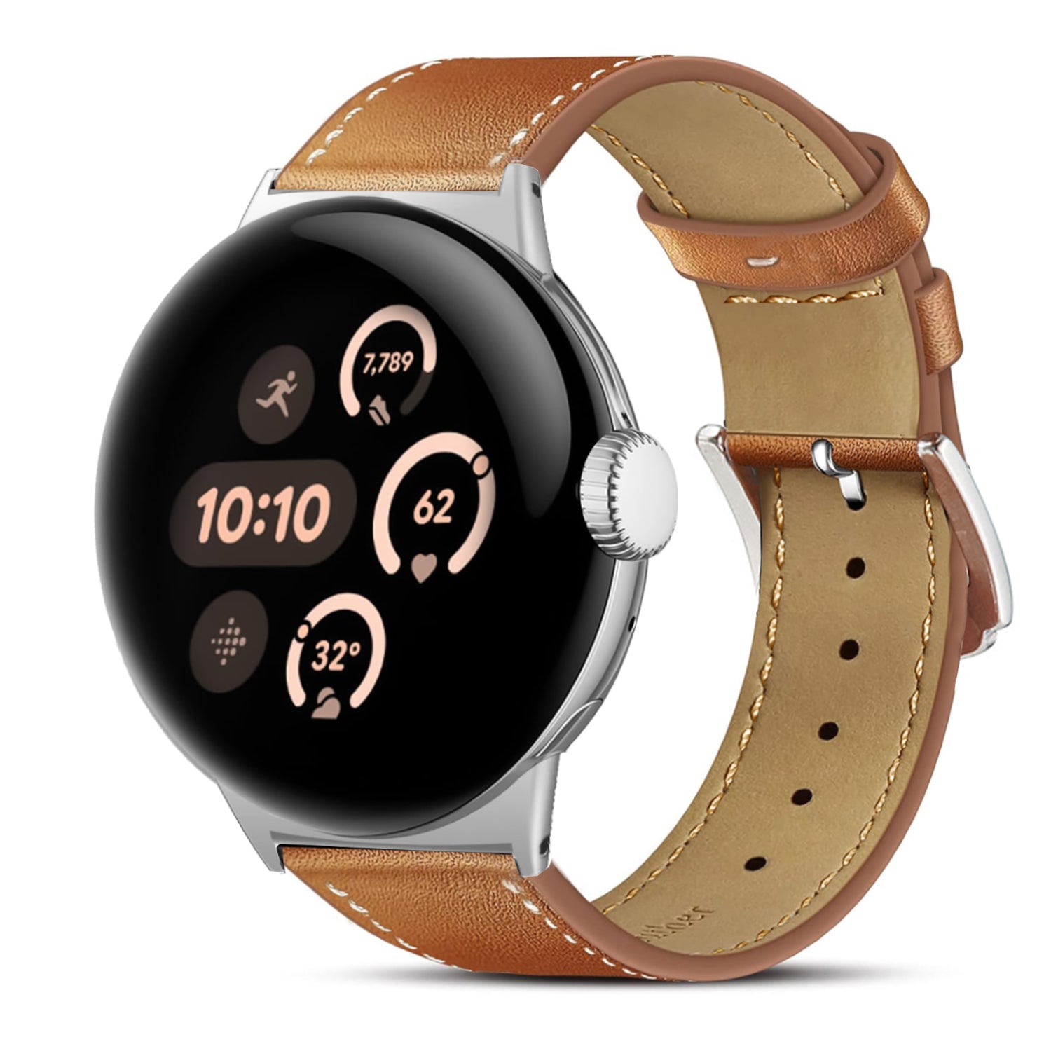 Bracelet cuir moderne Google Pixel Watch 3 - 45mm (marron)