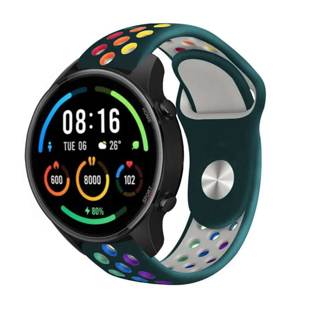Silicone Sport Strap, on a watch, 3/4 front view