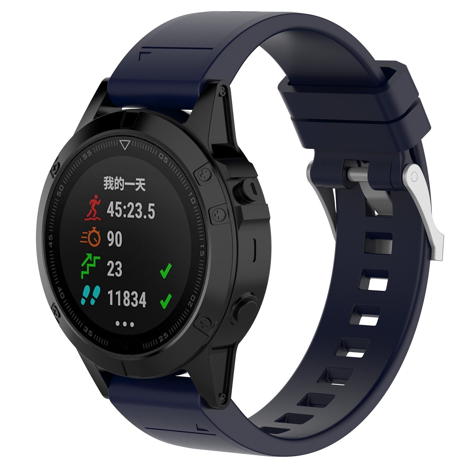 Garmin Quatix 8 - 47mm Glossy Silicone Strap (Dark Blue)