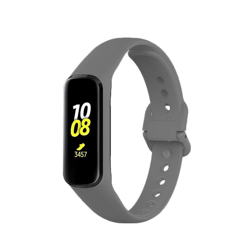Silicone Strap, dark grey, on a watch, 3/4 front view