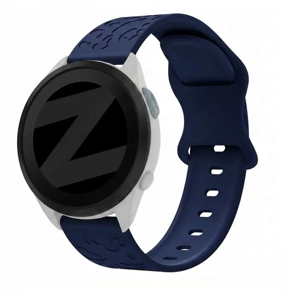 Silicone Strap 'Leopard', dark blue, on a watch, 3/4 front view