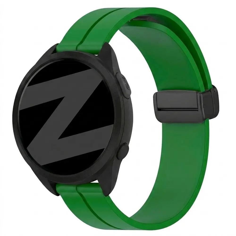 D-Buckle Silicone Strap, green, on a watch, 3/4 front view