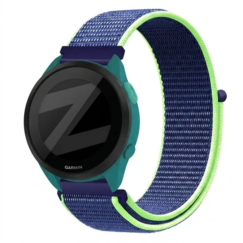 Bandz Garmin Forerunner 165 Nylon Loop Strap (Blue/Lime)