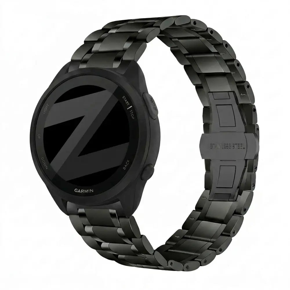Bandz Garmin Forerunner 165 Steel Link Strap 'Deluxe' (Black)