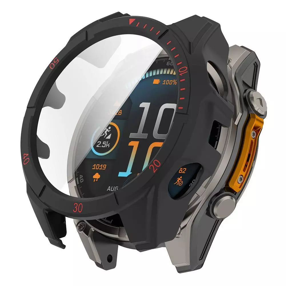 Coque rigide avec verre Garmin Fenix 8 - 51mm SOLAR (noir/rouge)