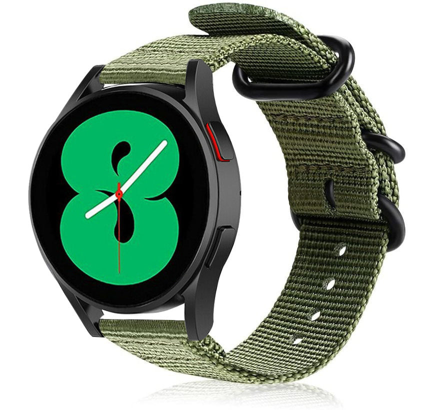 Nylon Buckle Strap, green, on a watch, 3/4 front view