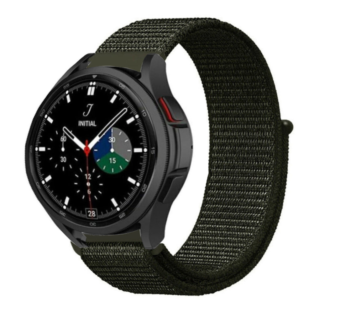 Nylon Strap, dark green, on a watch, 3/4 front view