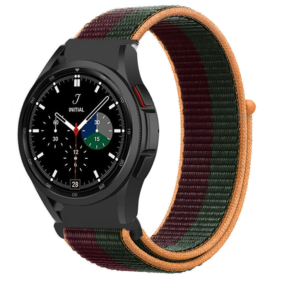 Nylon Strap, dark cherry, on a watch, 3/4 front view