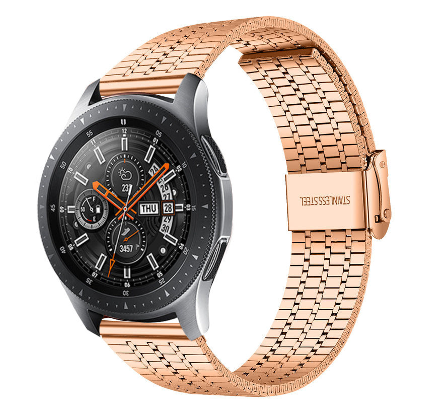 Fine Steel Strap, rose gold, on a watch, 3/4 front view