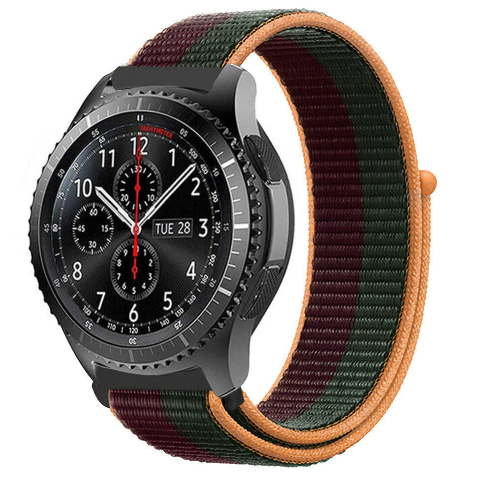 Nylon Strap, dark cherry, on a watch, 3/4 front view
