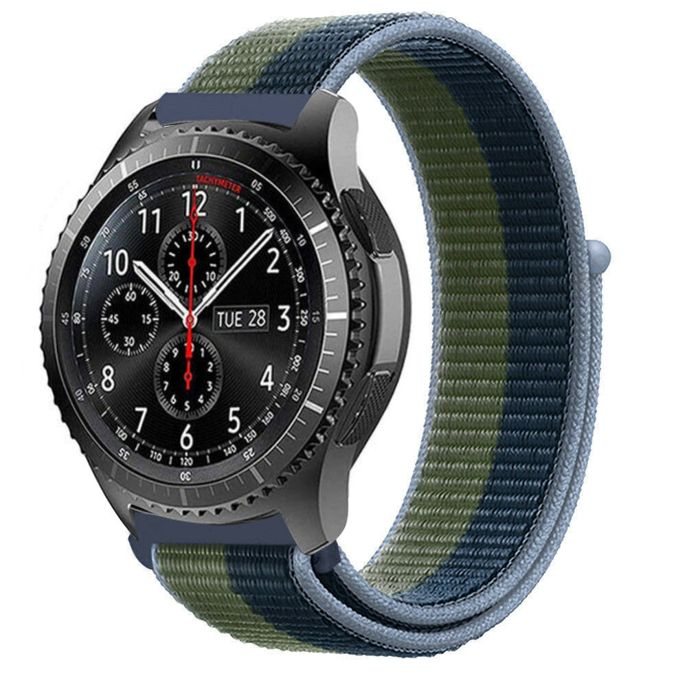 Nylon Strap, moss green, on a watch, 3/4 front view
