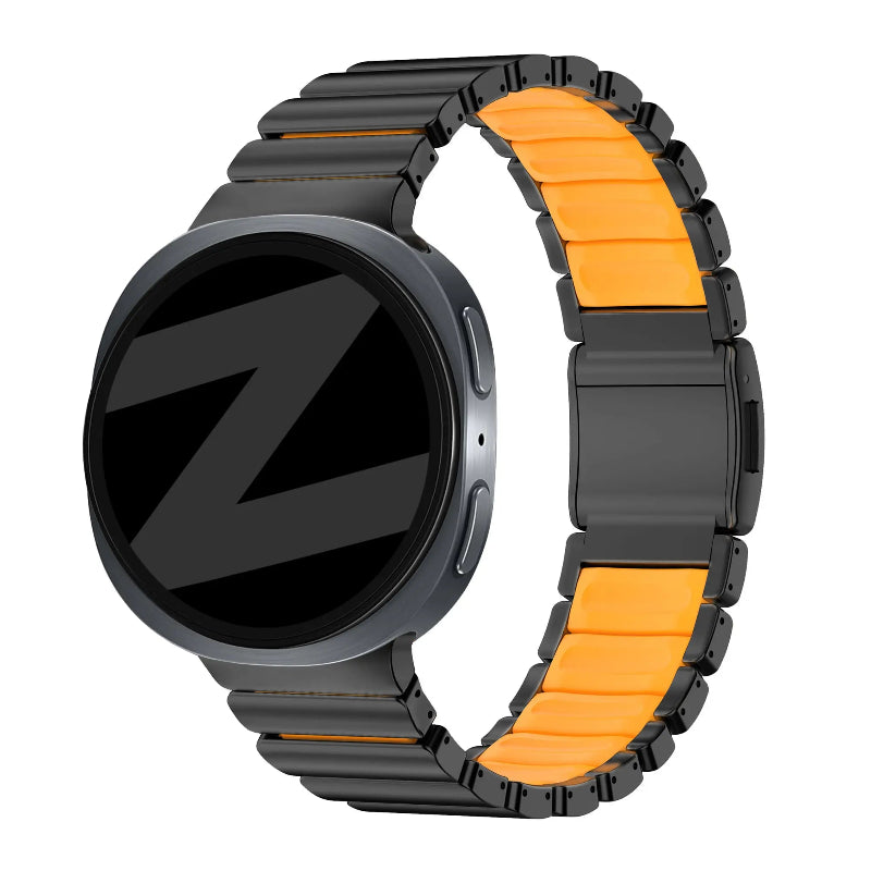 Bandz Bracelet titane 'Hybrid' Samsung Galaxy Watch 8 - 44mm (noir/orange)