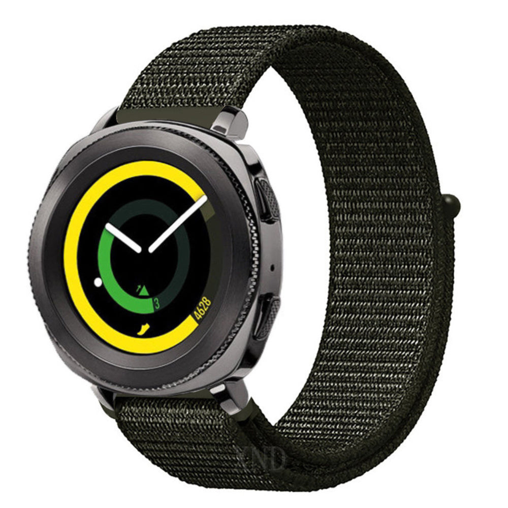 Nylon Strap, dark green, on a watch, 3/4 front view