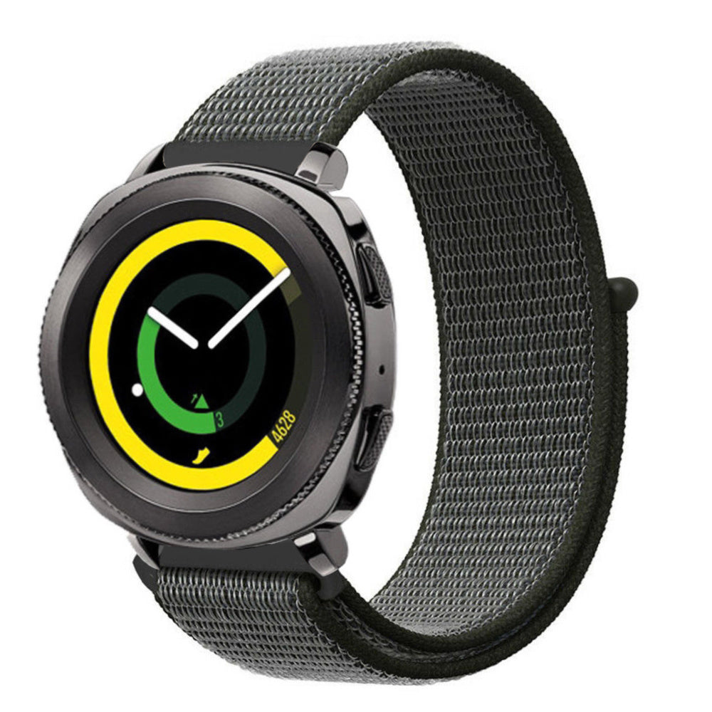 Nylon Strap, green, on a watch, 3/4 front view