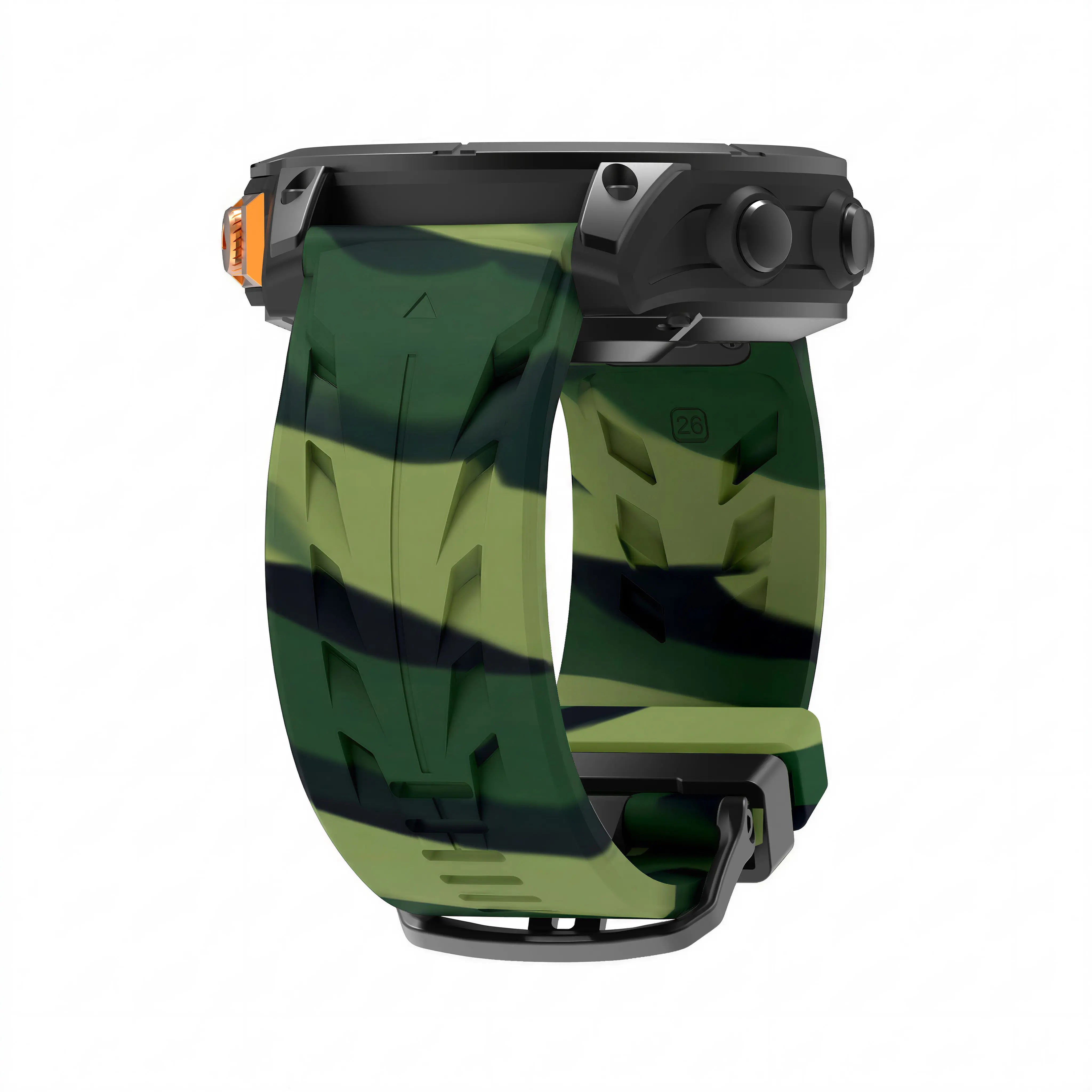 Garmin Fenix 5x/6x Race Silicone Strap (Green Camouflage)
