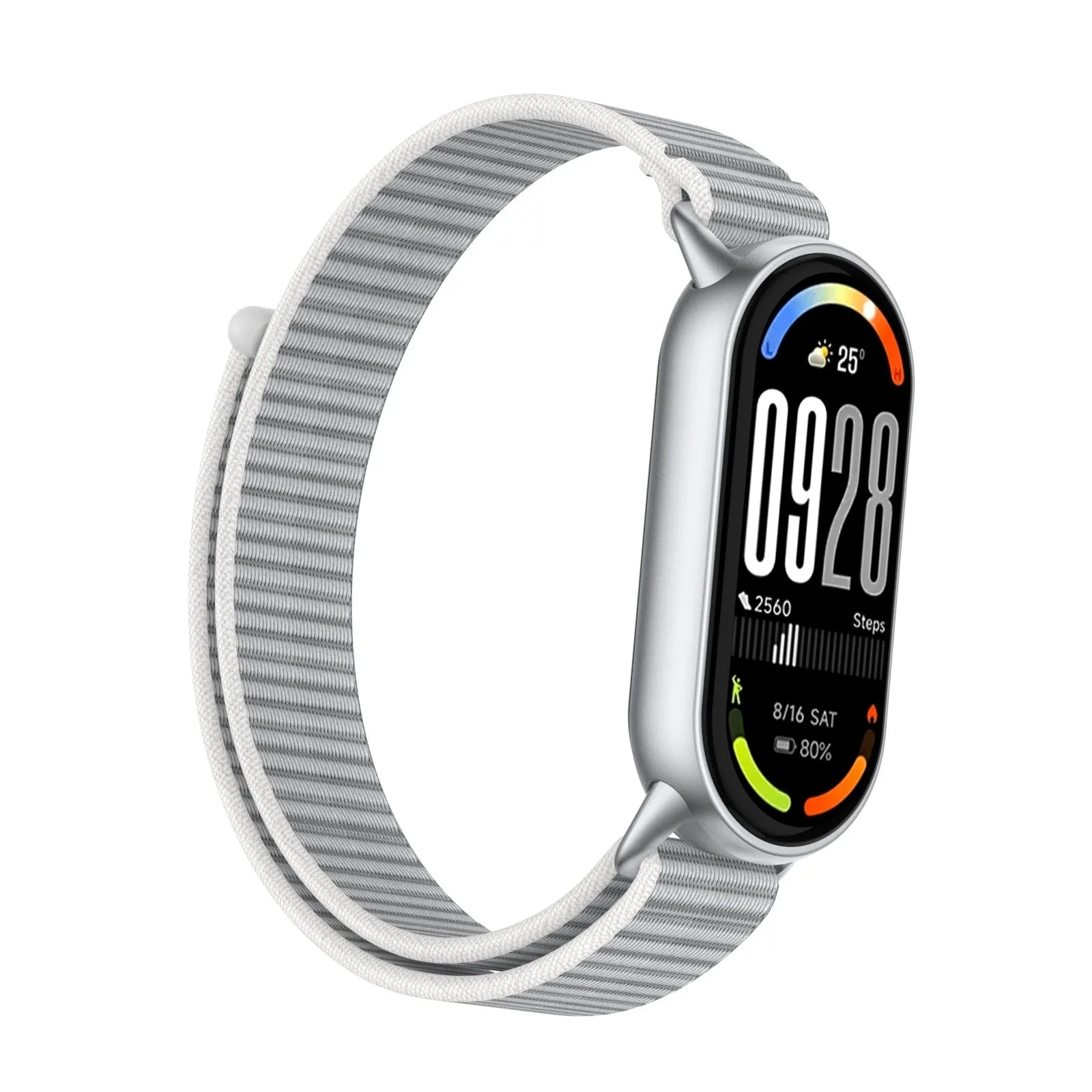 Modern Nylon Strap, grey, on a watch, 3/4 front view