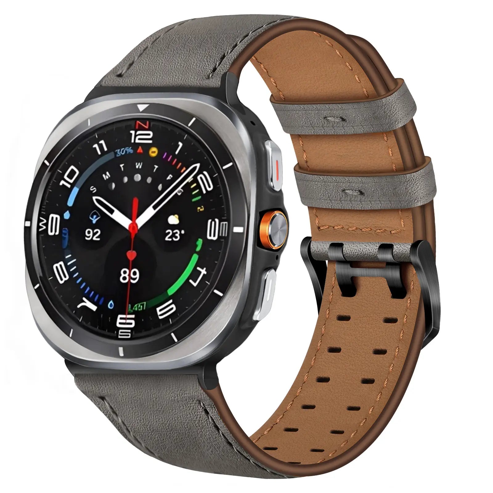 Bracelet cuir à double épingle Samsung Galaxy Watch Ultra (gris)