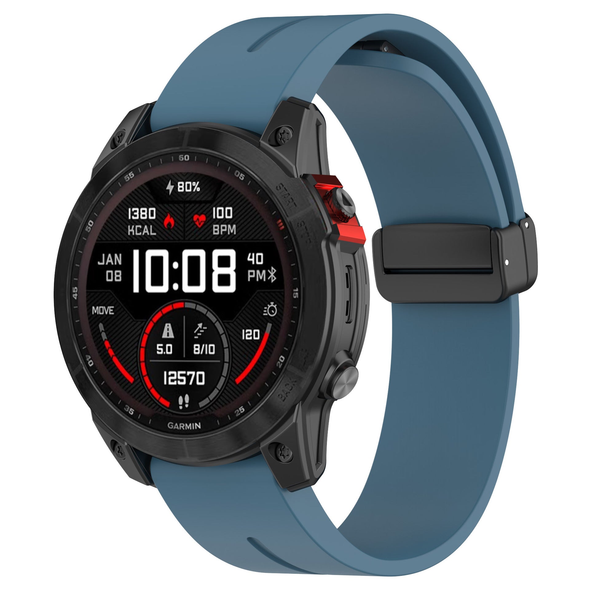 Garmin Forerunner 970 D-Buckle Silicone Strap (Grey-Blue)