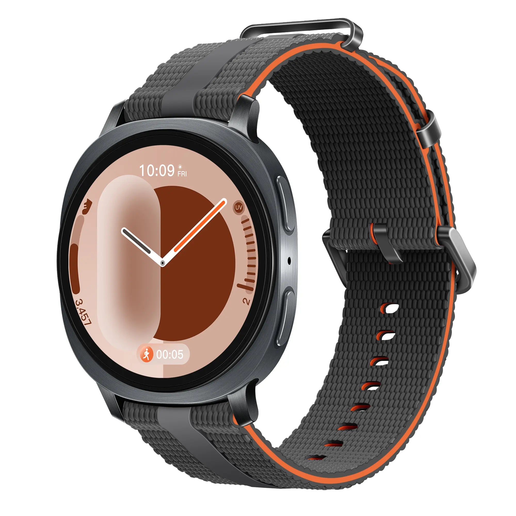 Bracelet active silicone Samsung Galaxy Watch 9 - 44mm (gris foncé/orange)