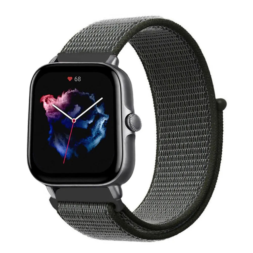Nylon Strap, green, on a watch, 3/4 front view