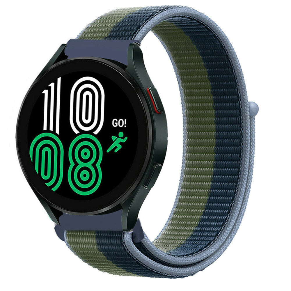 Nylon Strap, moss green, on a watch, 3/4 front view