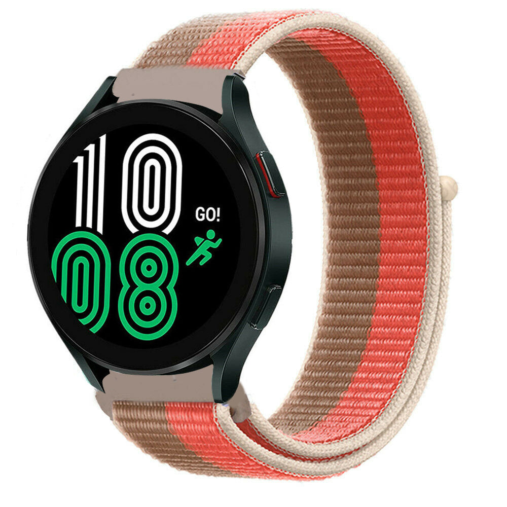 Nylon Strap, pink pomelo, on a watch, 3/4 front view