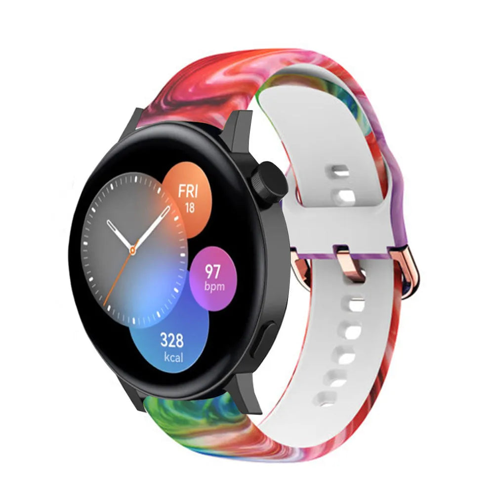 Print Silicone Strap, on a watch, 3/4 front view