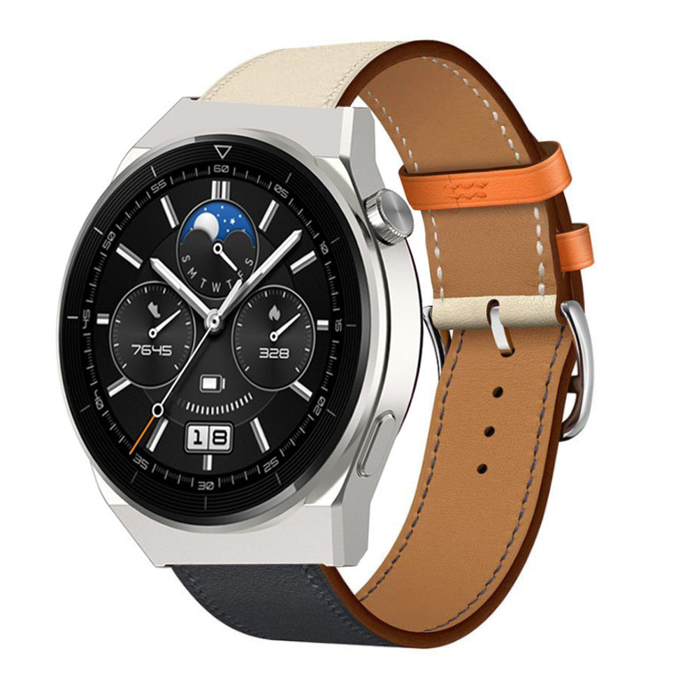 Leather Strap 'Duo', on a watch, 3/4 front view