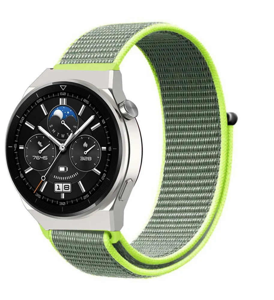 Nylon Strap, fluorescent, on a watch, 3/4 front view