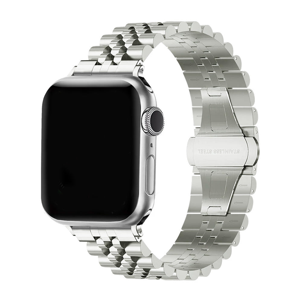Jubilee Steel Strap, titanium, on a watch, 3/4 front view