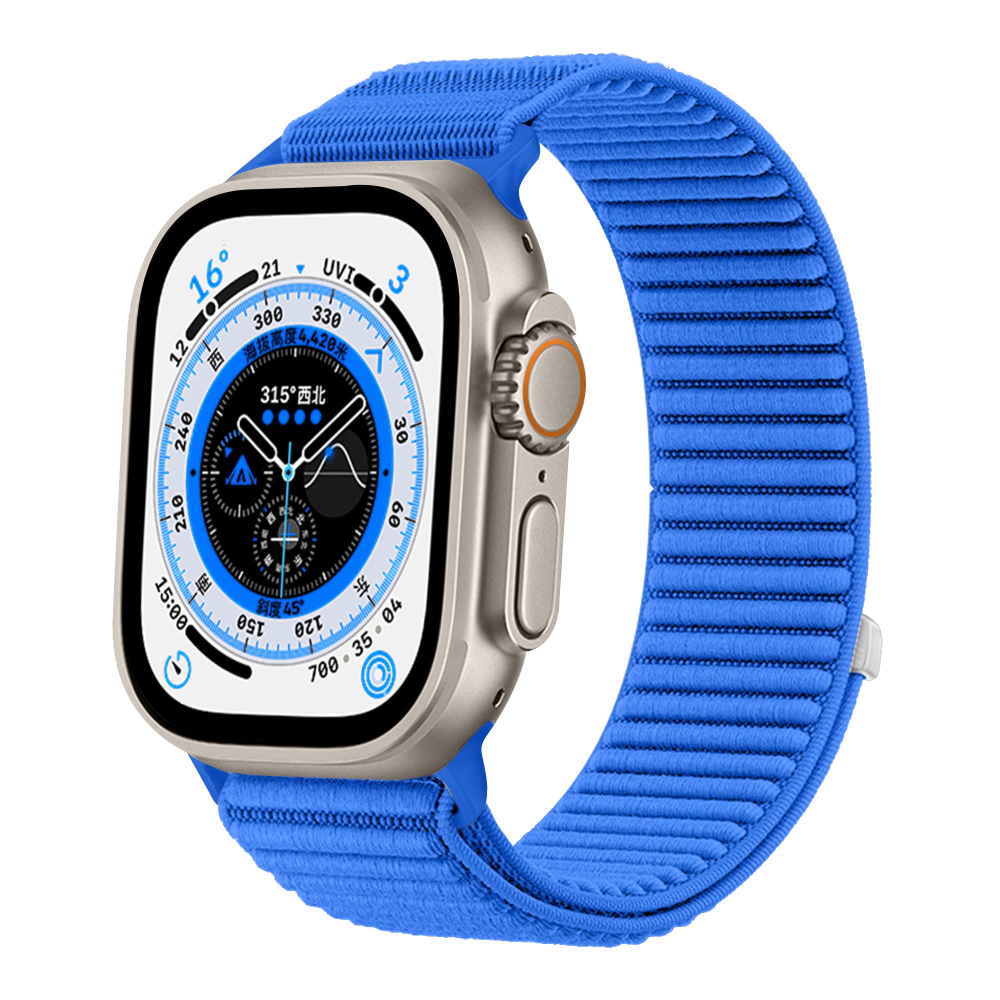 Bracelet nylon ondulé Apple Watch Ultra (bleu royal)
