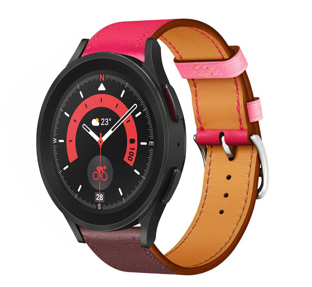 Leather Strap 'Duo', on a watch, 3/4 front view