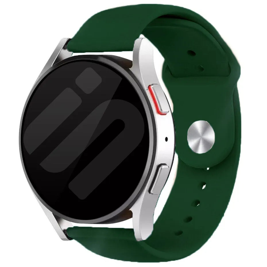 Silicone Sport Strap, army green, on a watch, 3/4 front view