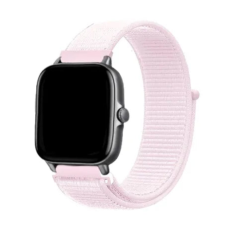 Nylon Strap, light pink, on a watch, 3/4 front view