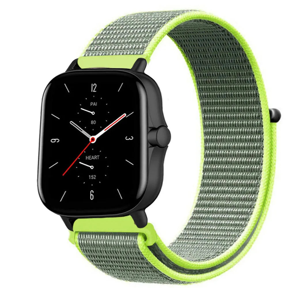 Nylon Strap, fluorescent, on a watch, 3/4 front view