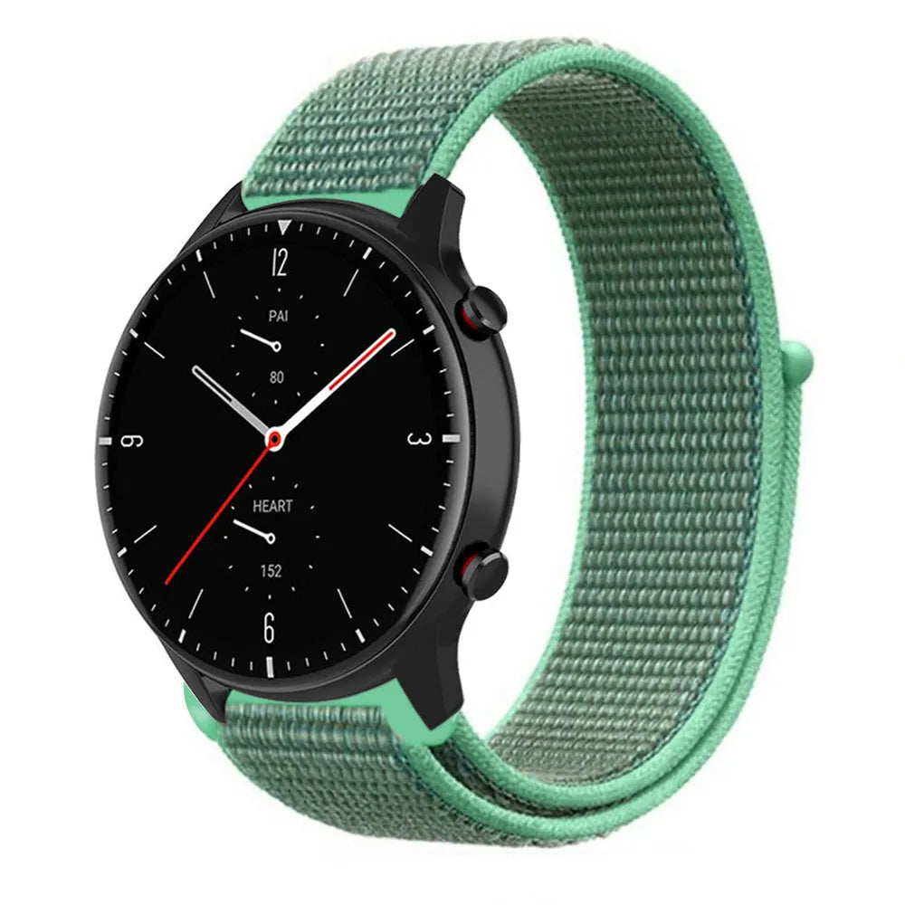 Nylon Strap, mint, on a watch, 3/4 front view