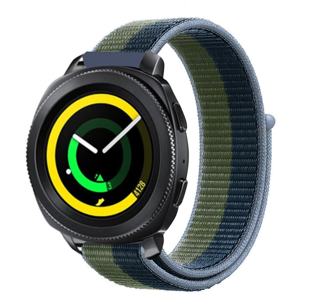 Nylon Strap, moss green, on a watch, 3/4 front view