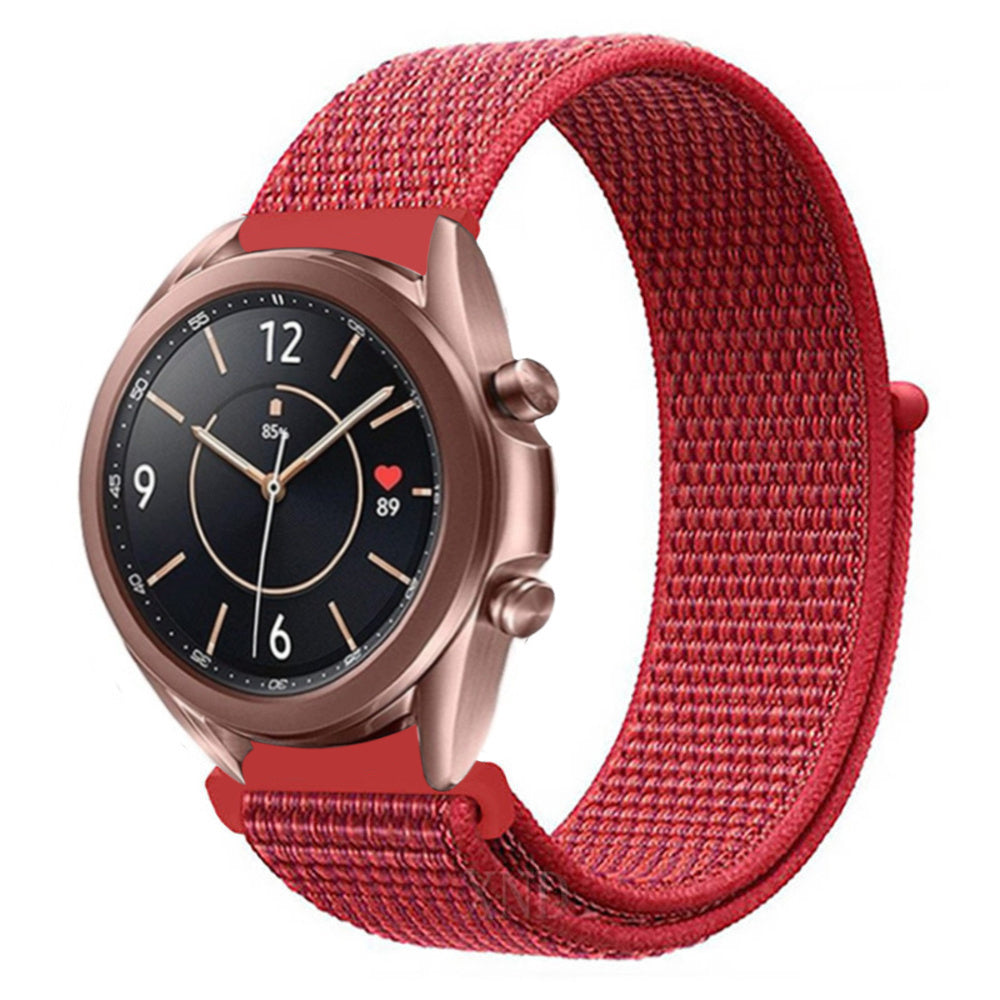 Nylon Strap, red, on a watch, 3/4 front view