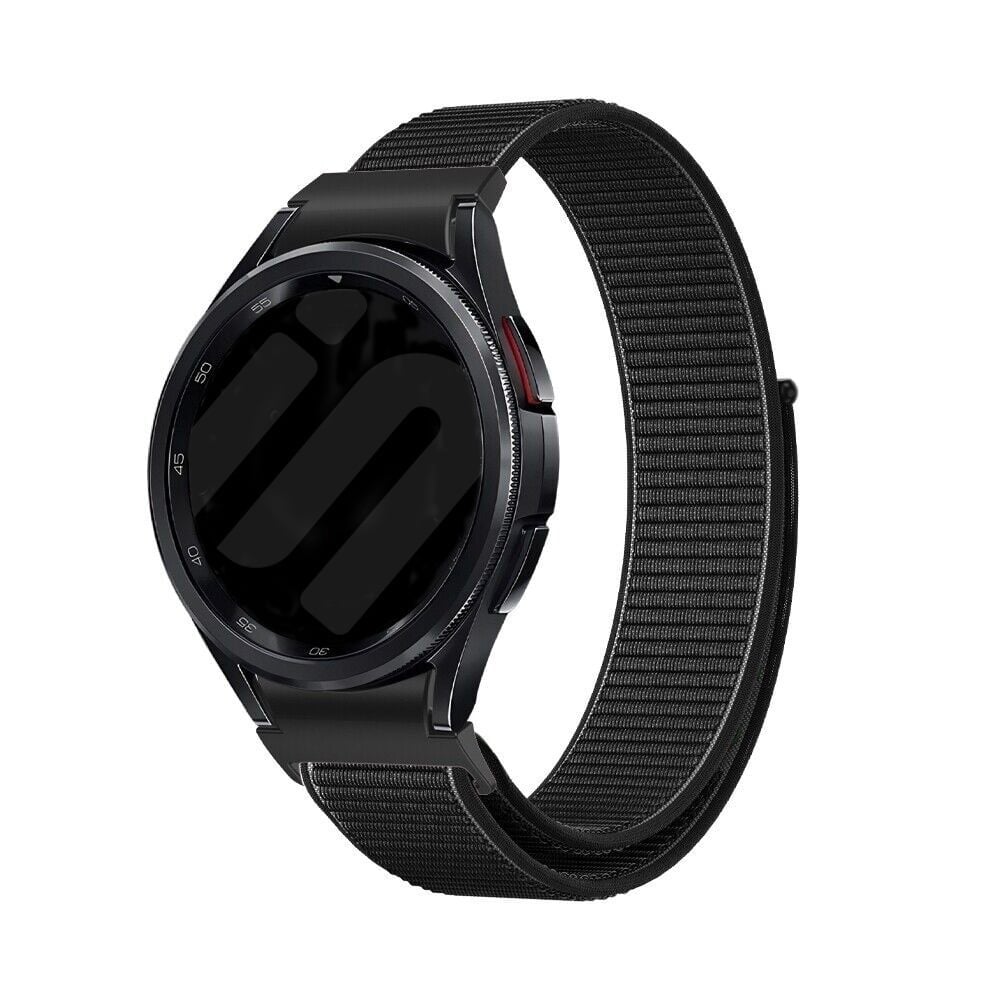 Nylon Strap 'One Push', black, on a watch, 3/4 front view