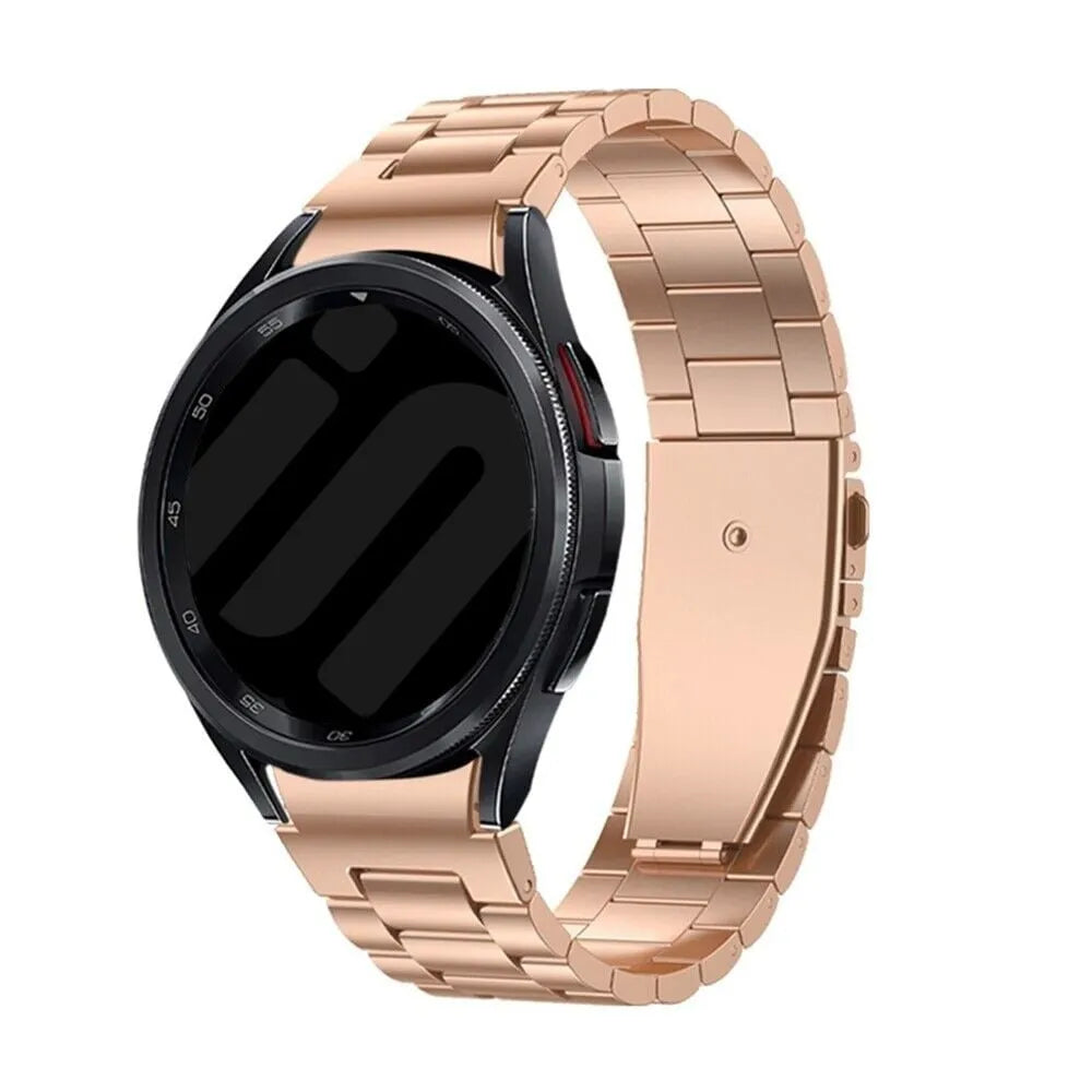Steel Strap 'One Push', rose gold, on a watch, 3/4 front view