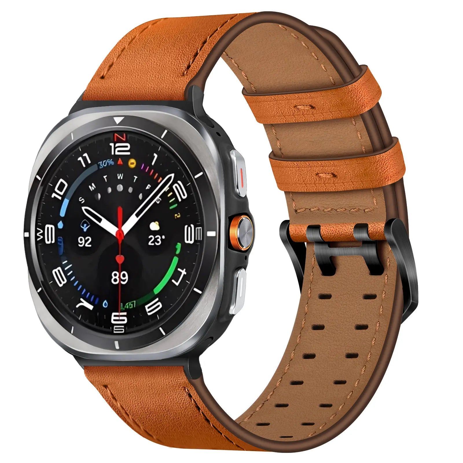 Bracelet cuir à double épingle Samsung Galaxy Watch Ultra (orange)