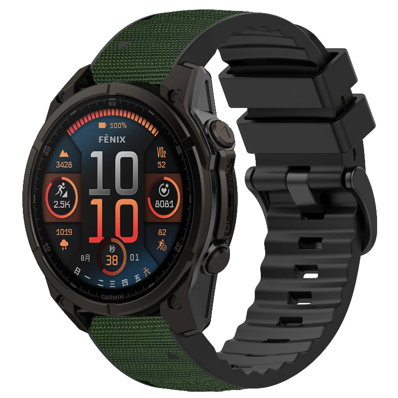 Bracelet hybride nylon Garmin Fenix E (vert militaire)