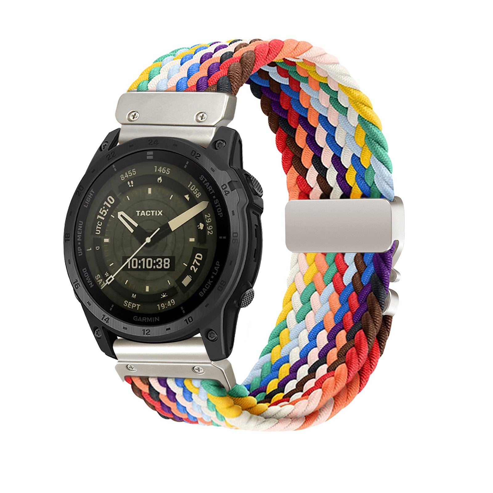 Bracelet tressé boucle en P Garmin Instinct E - 40mm (arc-en-ciel)