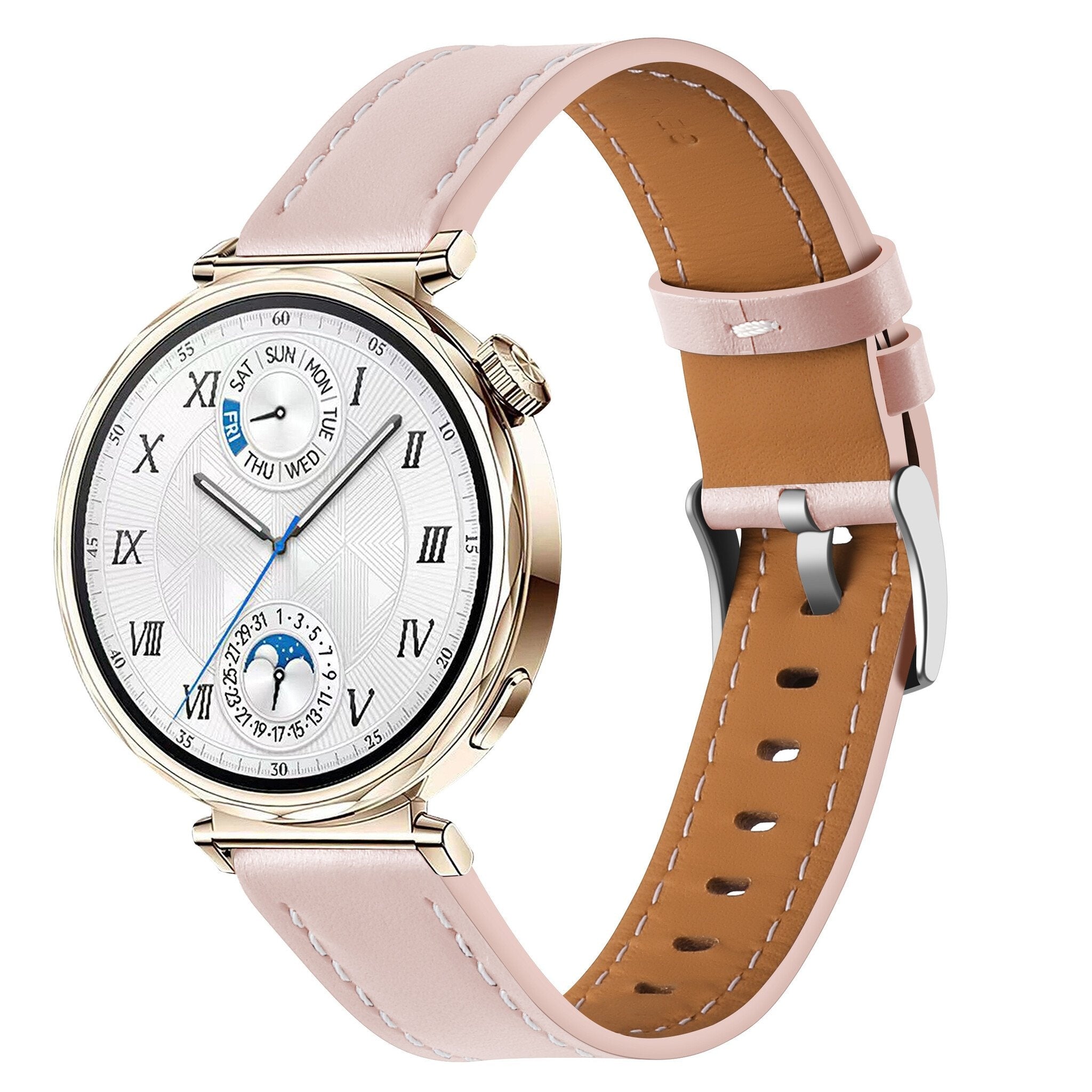Bracelet cuir 'One Push' Huawei Watch 5 - 42mm (rose clair)