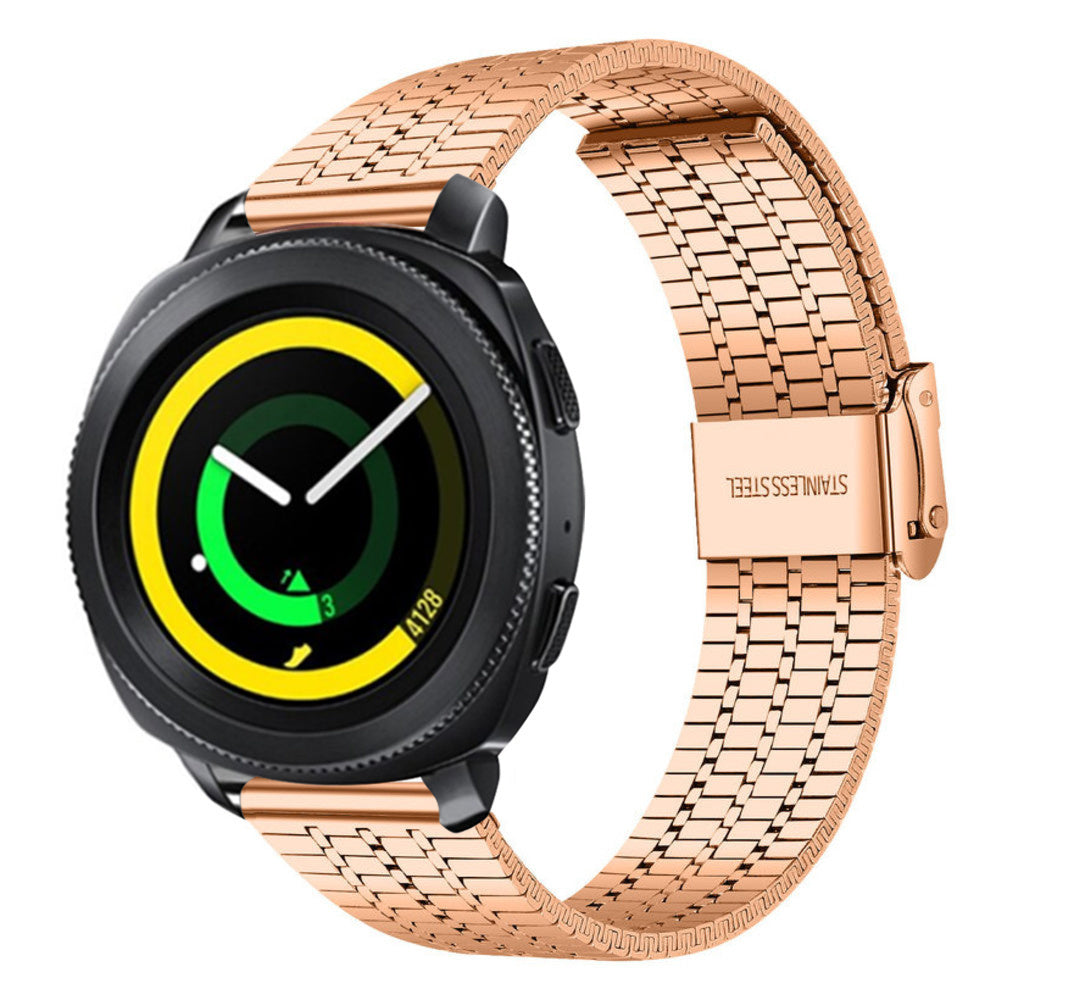 Fine Steel Strap, rose gold, on a watch, 3/4 front view