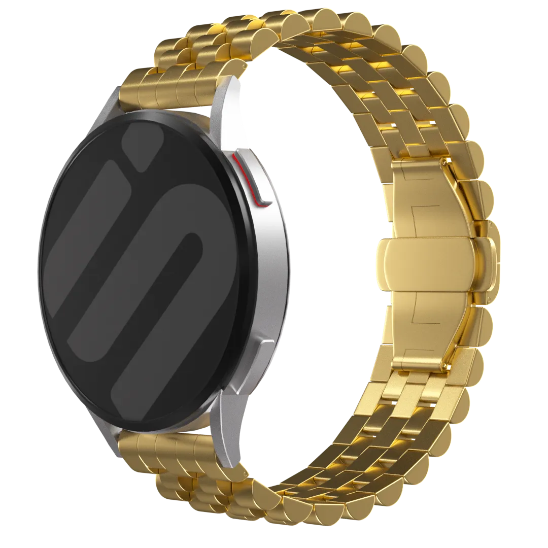 Jubilee Steel Strap, gold, on a watch, 3/4 front view