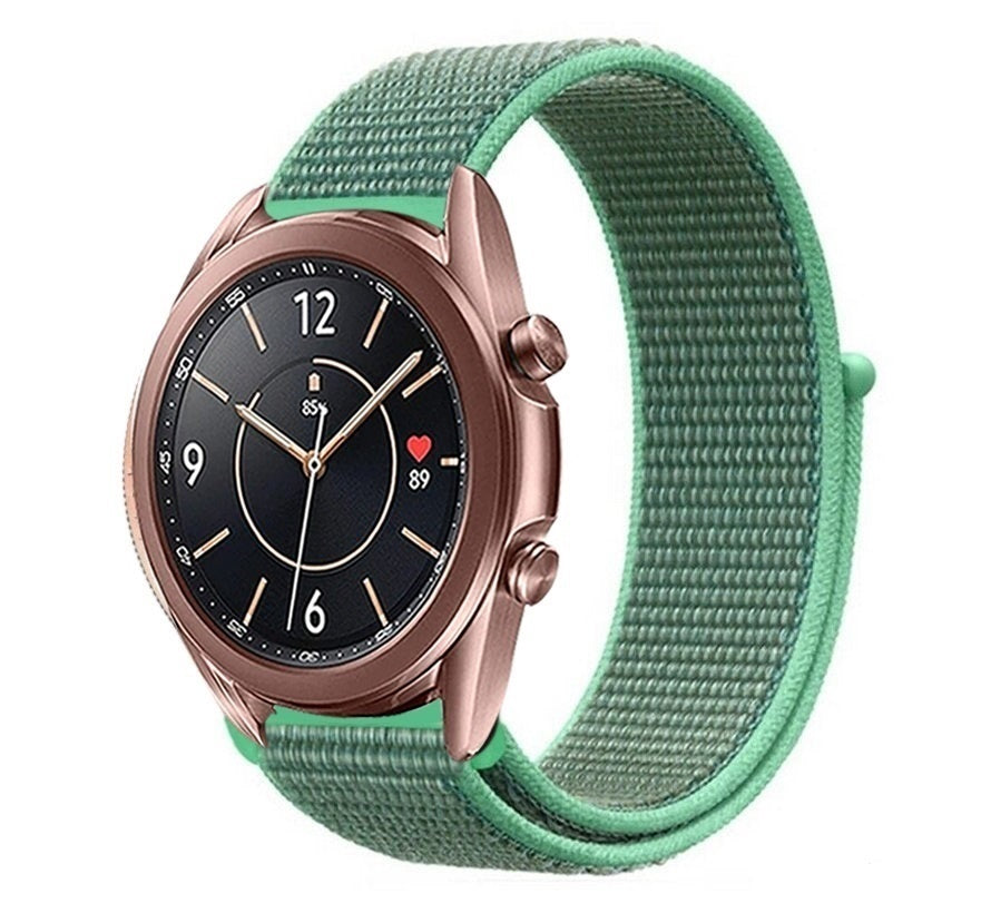 Nylon Strap, mint, on a watch, 3/4 front view