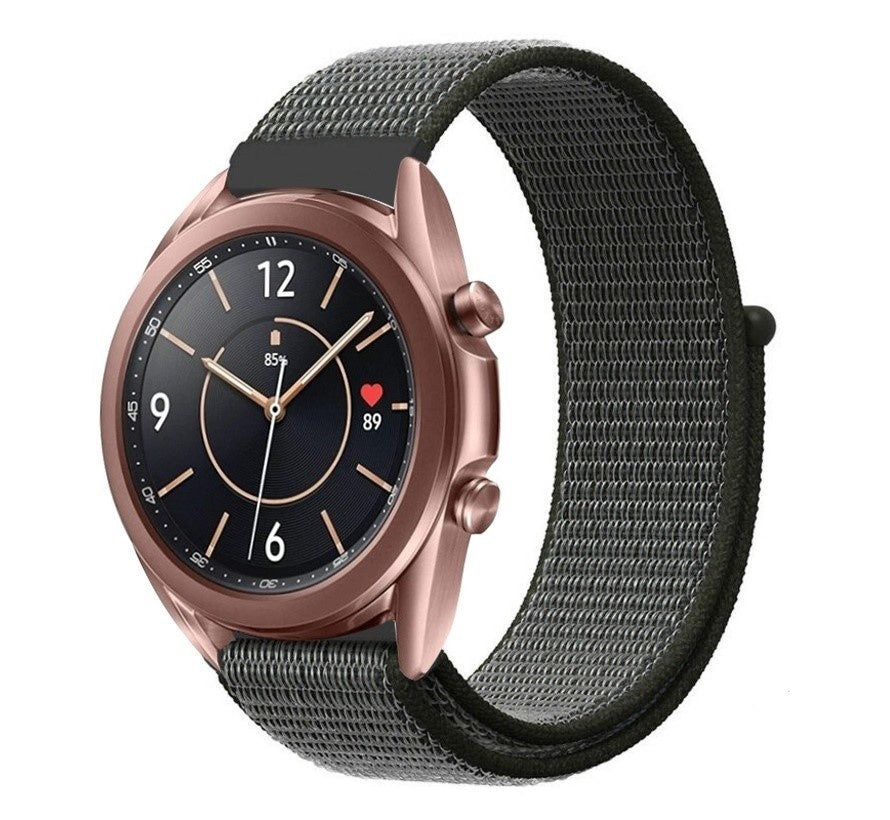 Nylon Strap, green, on a watch, 3/4 front view