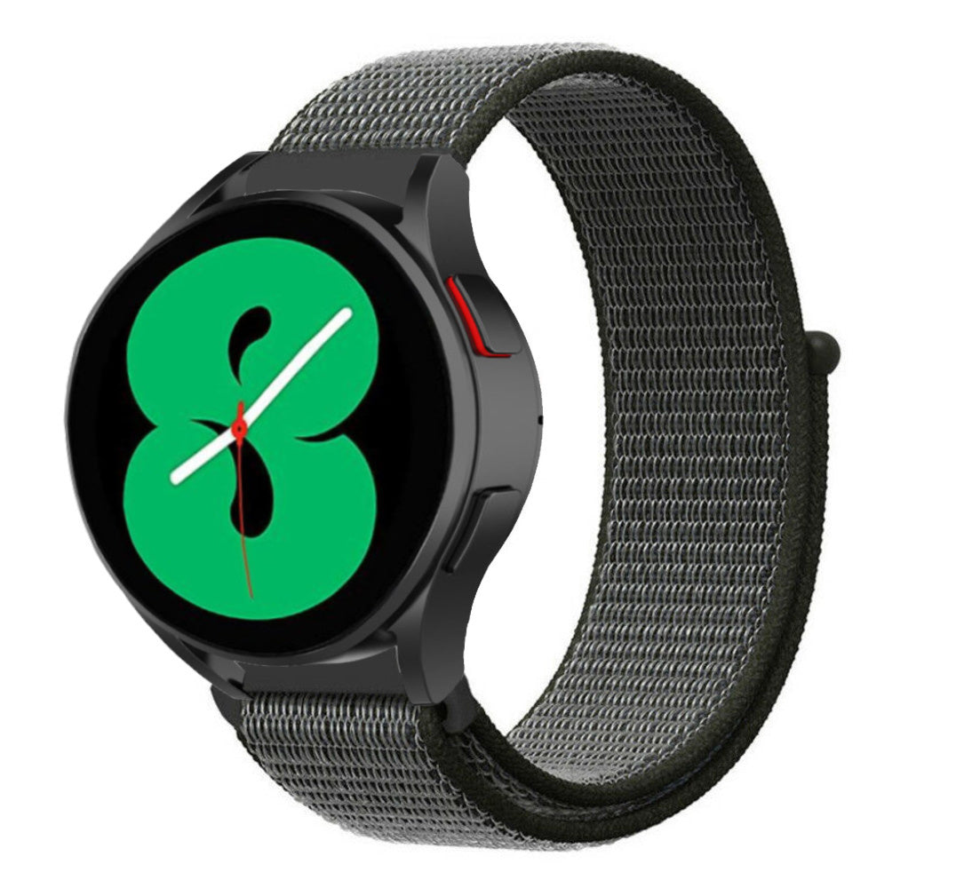Nylon Strap, green, on a watch, 3/4 front view